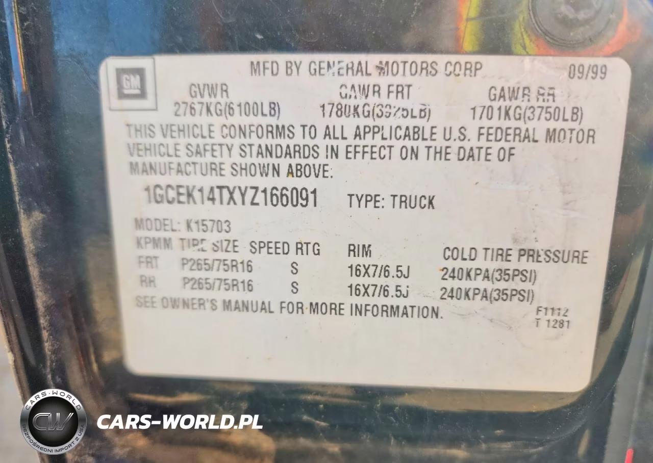 2000 Chevrolet Silverado K1500 VIN:1GCEK14TXYZ166091 - 12