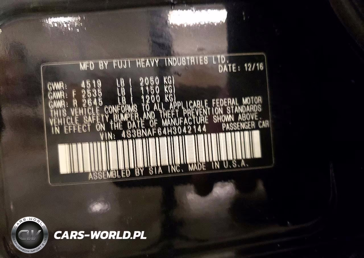 2017 Subaru Legacy 2.5I Premium VIN:4S3BNAF64H3042144 - 13
