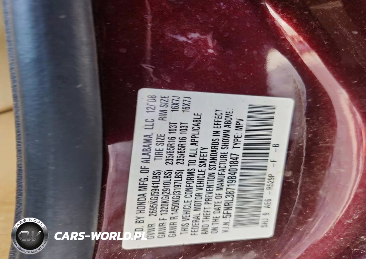 2009 Honda Odyssey Exl VIN:5FNRL38719B401847 - 13