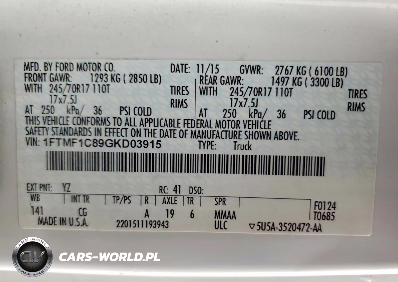 2016 Ford F150 VIN:1FTMF1C89GKD03915 - 12