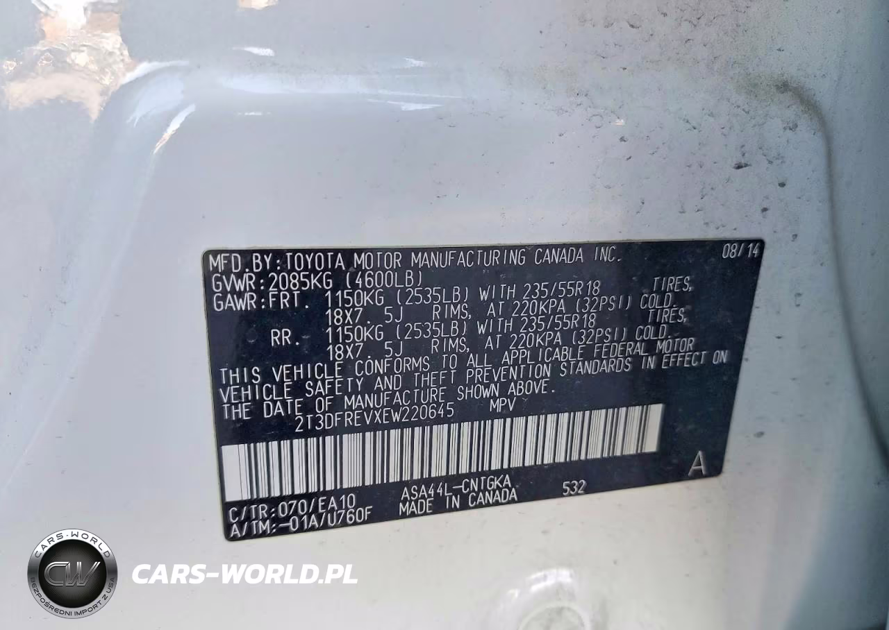 2014 Toyota Rav4 Limited VIN:2T3DFREVXEW220645 - 13