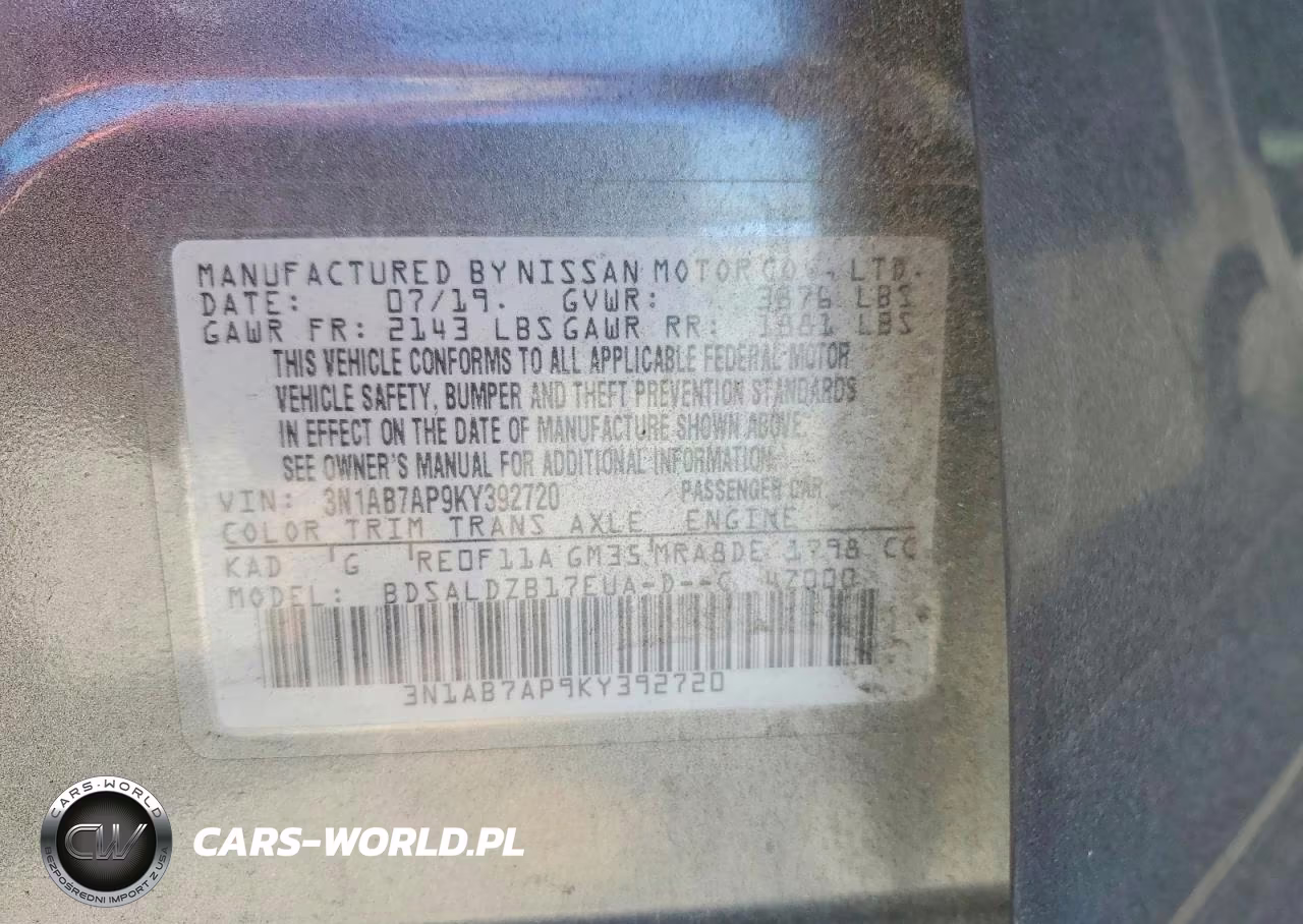 2019 Nissan Sentra Sv VIN:3N1AB7AP9KY392720 - 12