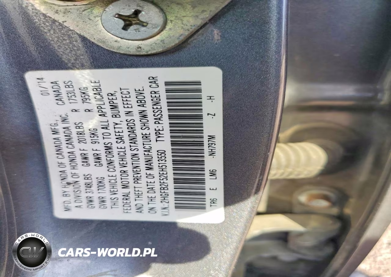 2014 Honda Civic Lx VIN:2HGFB2F52EH513550 - 12