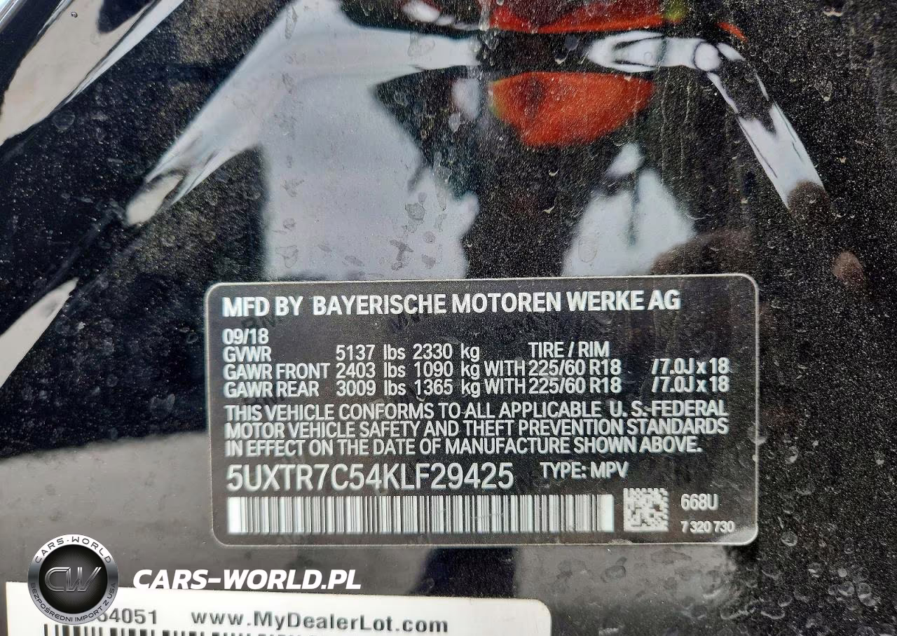 2019 BMW X3 Sdrive30I VIN:5UXTR7C54KLF29425 - 13