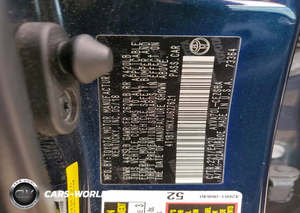2018 Toyota Camry Se VIN:4T1B11HKXJU627621 - 12