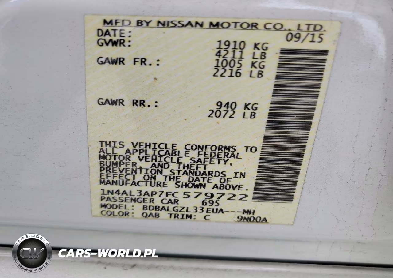 2015 Nissan Altima 2.5 S VIN:1N4AL3AP7FC579722 - 12