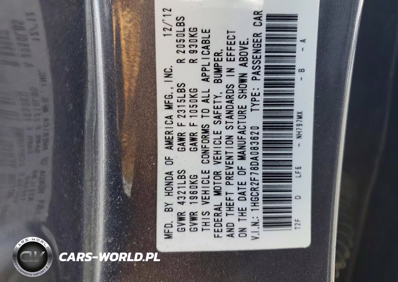 2013 Honda Accord VIN:1HGCR2F78DA083620 - 12