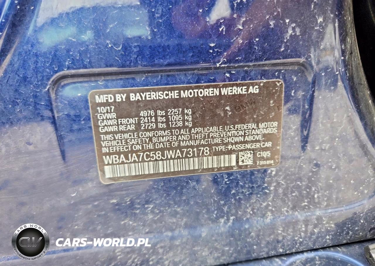 2018 BMW 530 Xi VIN:WBAJA7C58JWA73178 - 12