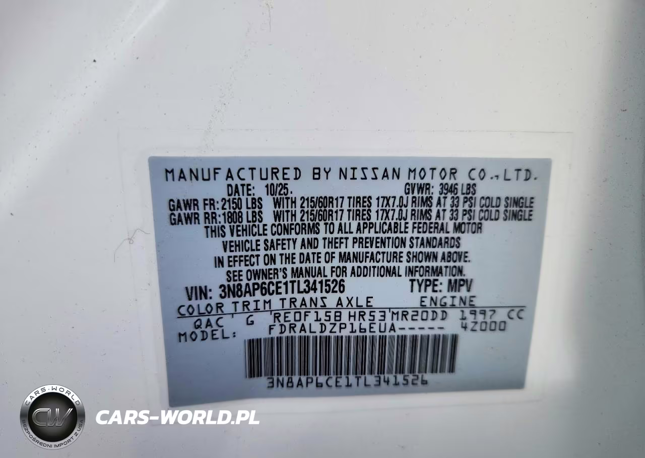 2026 Nissan Kicks Sv VIN:3N8AP6CE1TL341526 - 12