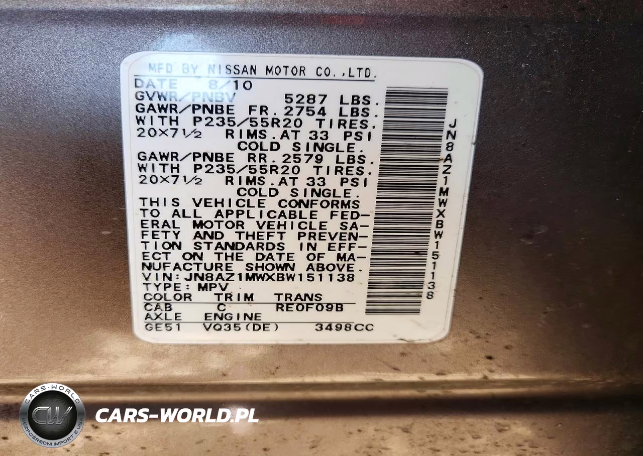 2011 Nissan Murano S VIN:JN8AZ1MWXBW151138 - 13