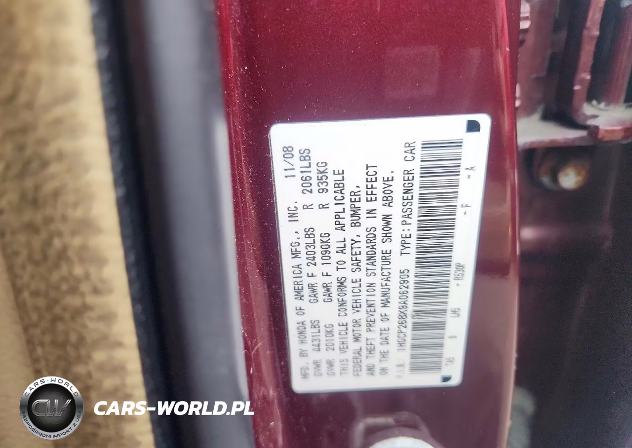 2009 Honda Accord Exl VIN:1HGCP268X9A062905 - 12