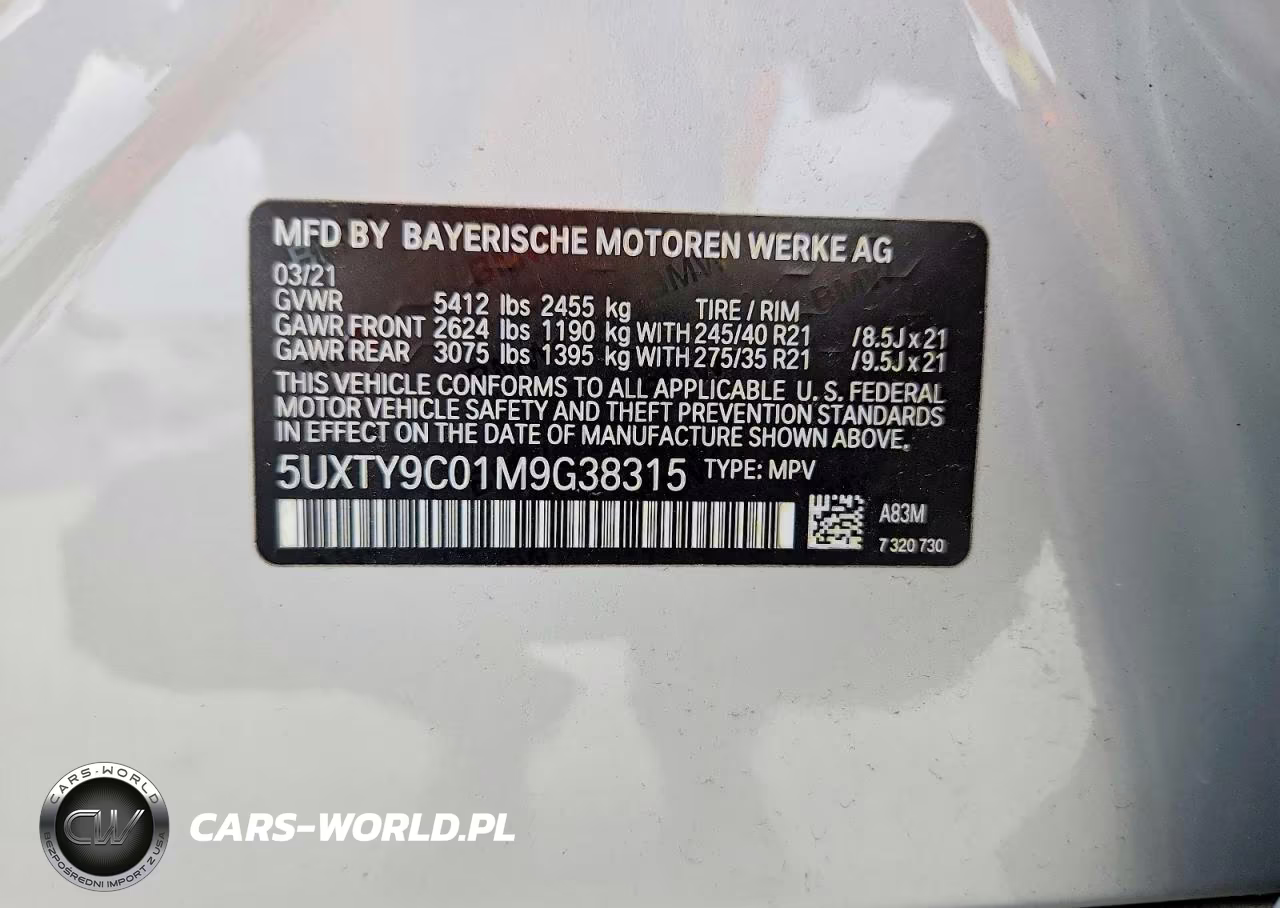 2021 BMW X3 xDrivem40I VIN:5UXTY9C01M9G38315 - 14