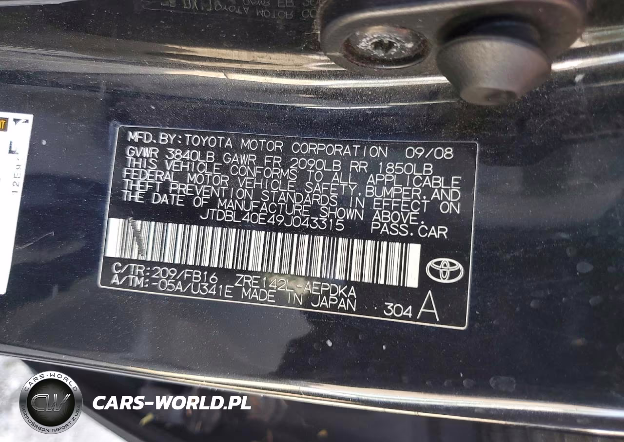 2009 Toyota Corolla Le VIN:JTDBL40E49J043315 - 12