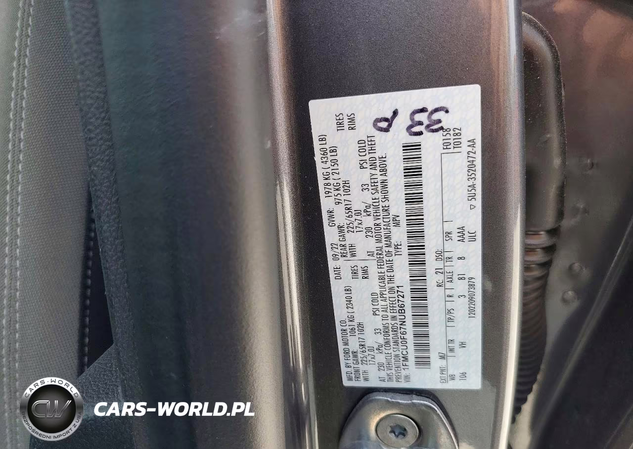 2022 Ford Escape Sel VIN:1FMCU0F67NUB67271 - 14