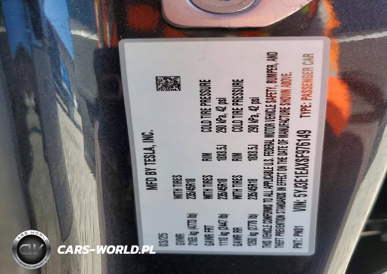 2025 Tesla Model 3 VIN:5YJ3E1EAXSF976149 - 13