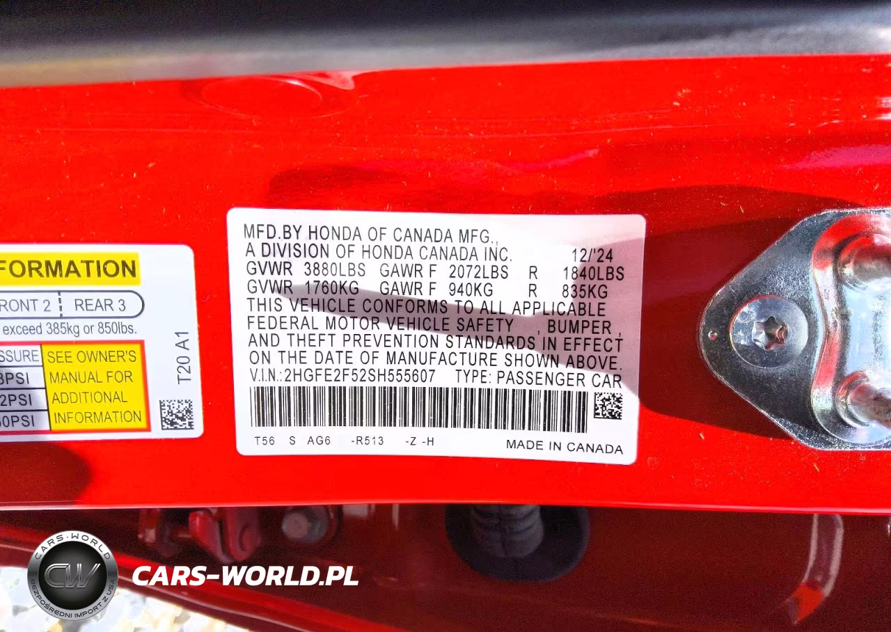2025 Honda Civic Sport VIN:2HGFE2F52SH555607 - 13