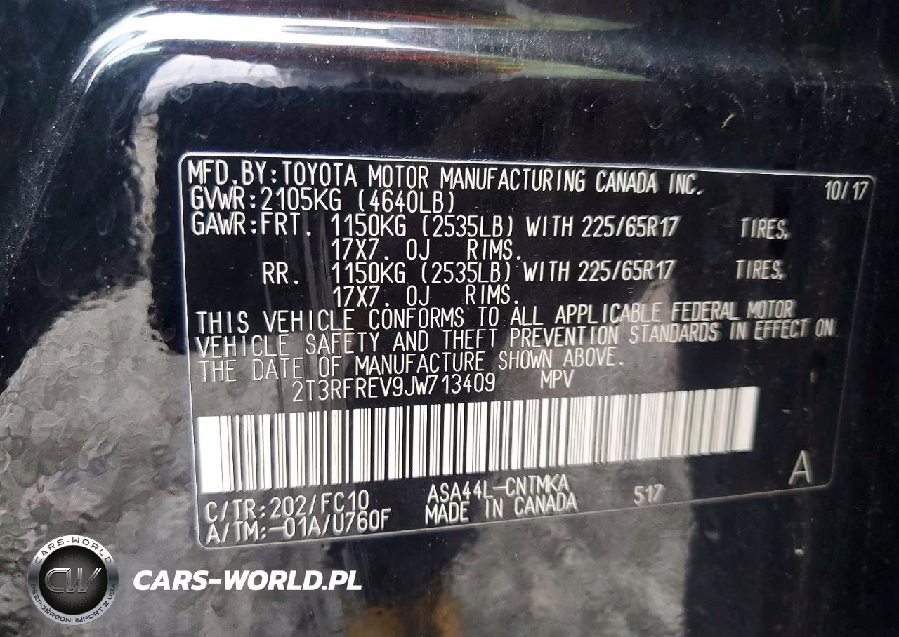 2018 Toyota Rav4 Xle VIN:2T3RFREV9JW713409 - 12