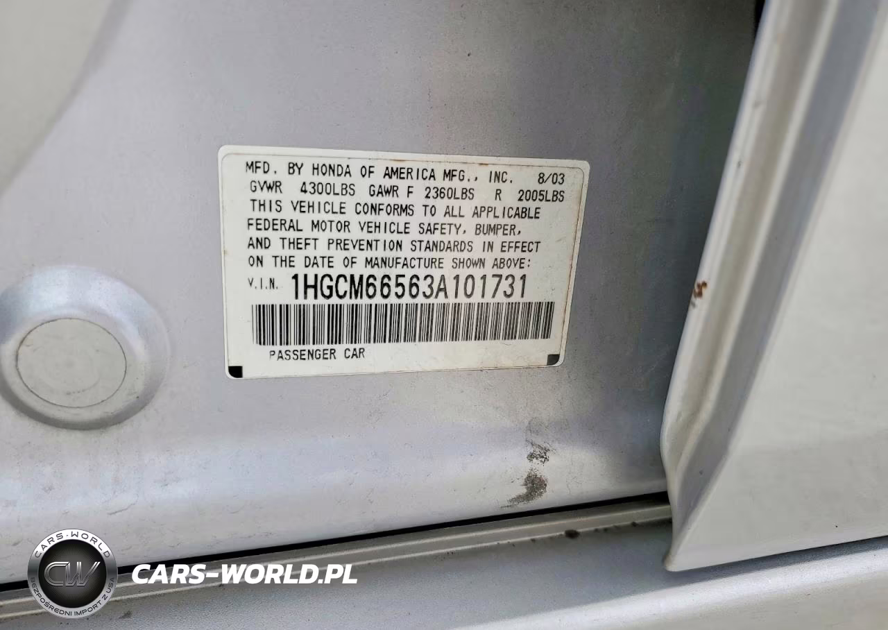 2003 Honda Accord Ex VIN:1HGCM66563A101731 - 12