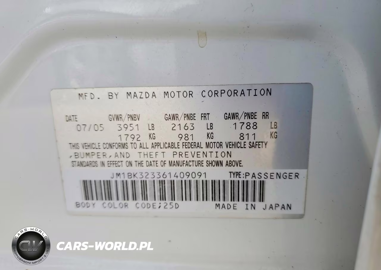 2006 Mazda 3 S VIN:JM1BK323361409091 - 12