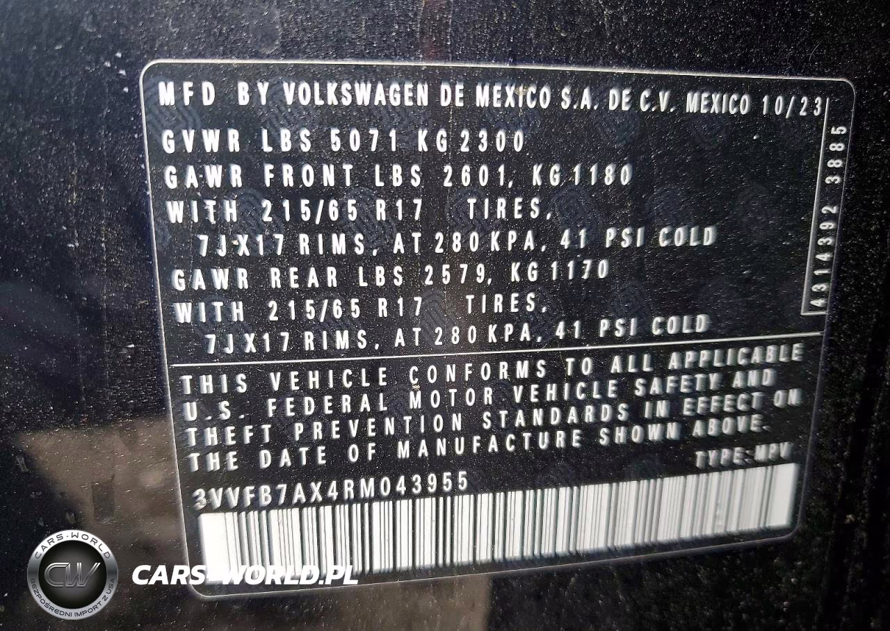 2024 Volkswagen Tiguan S VIN:3VVFB7AX4RM043955 - 12