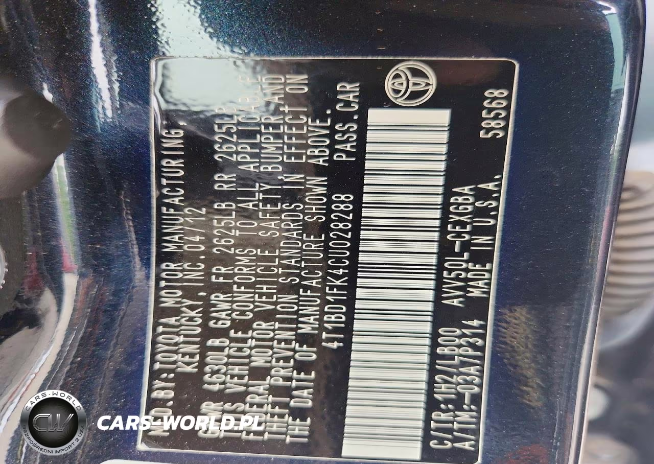 2012 Toyota Camry Hybrid Xle VIN:4T1BD1FK4CU028288 - 13