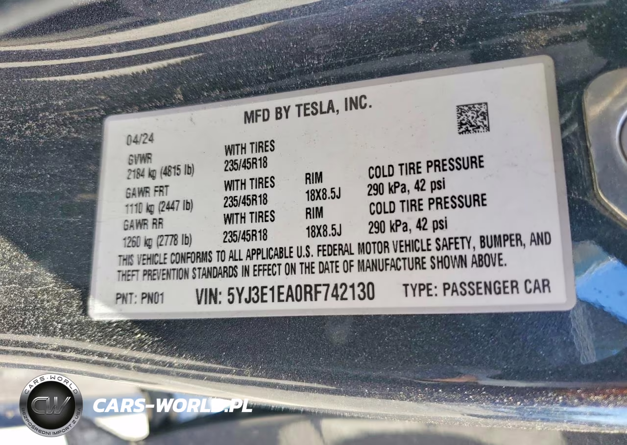 2024 Tesla Model 3 VIN:5YJ3E1EA0RF742130 - 12
