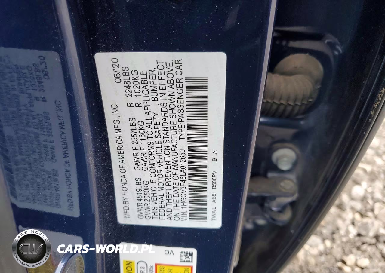 2020 Honda Accord Hybrid Ex VIN:1HGCV3F46LA012650 - 12