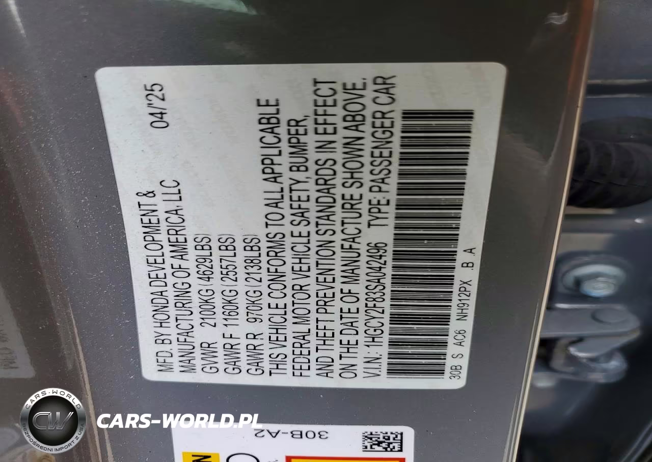 2025 Honda Accord Touring Hybrid VIN:1HGCY2F83SA042496 - 12