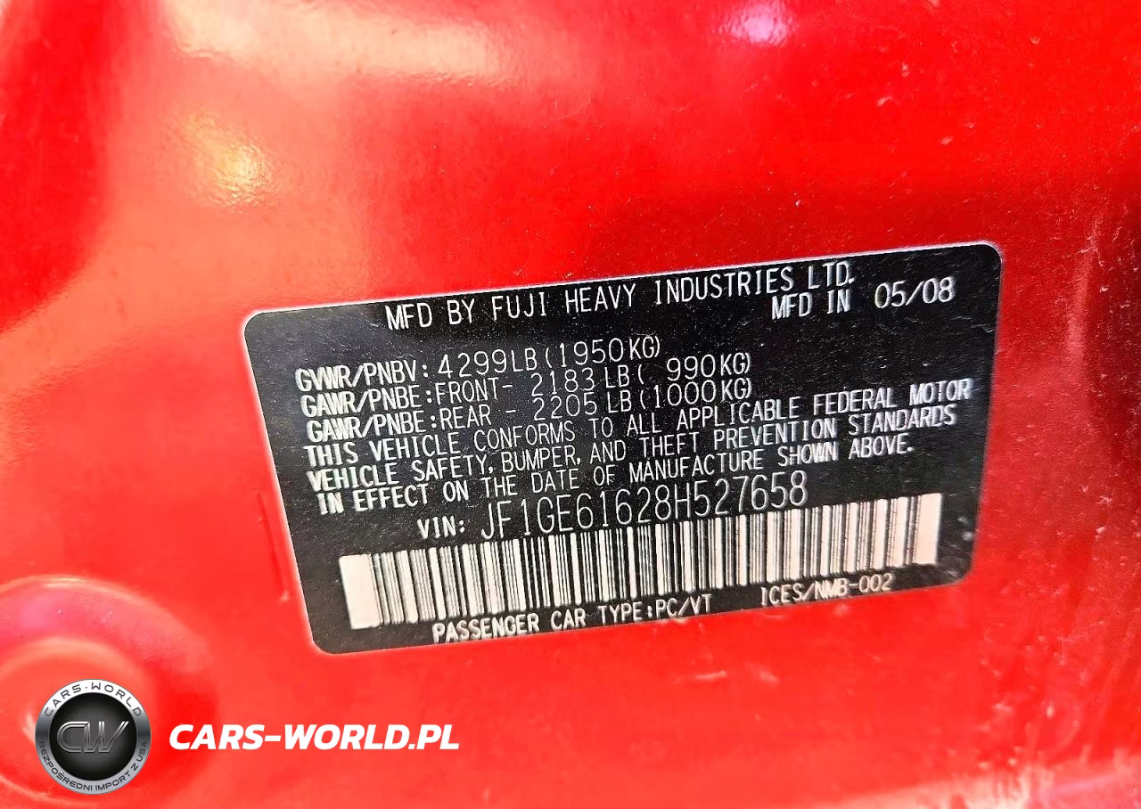 2008 Subaru Impreza 2.5I VIN:JF1GE61628H527658 - 12