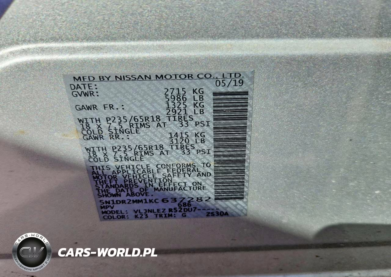 2019 Nissan Pathfinder Sv VIN:5N1DR2MM1KC637282 - 14
