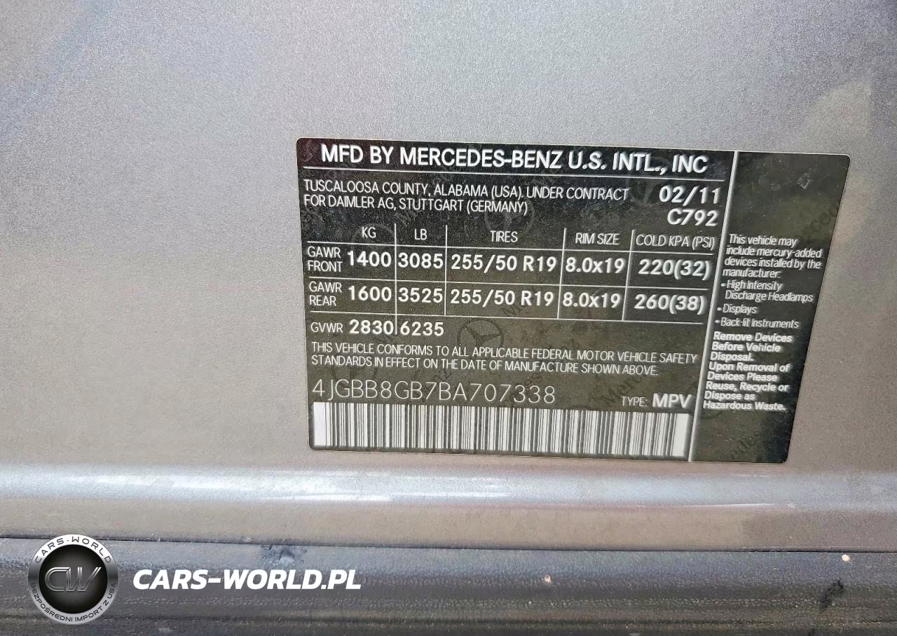 2011 Mercedes-Benz Ml 350 4Matic VIN:4JGBB8GB7BA707338 - 12