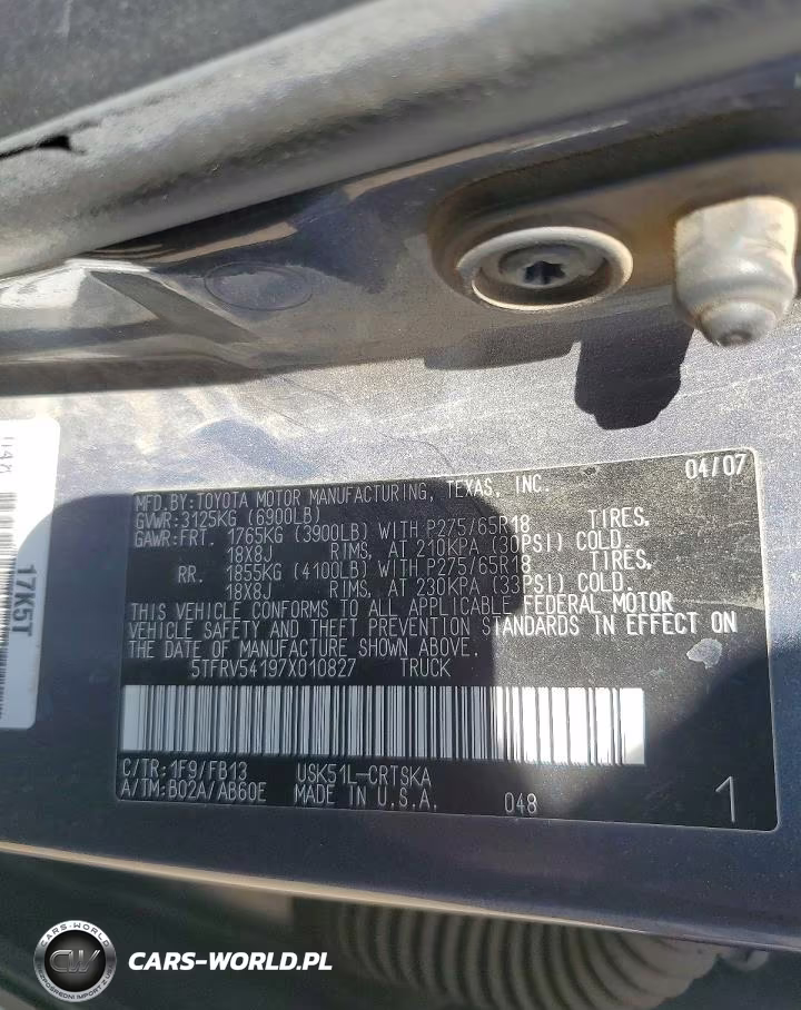 2007 Toyota Tundra Double Cab Sr5 VIN:5TFRV54197X010827 - 12