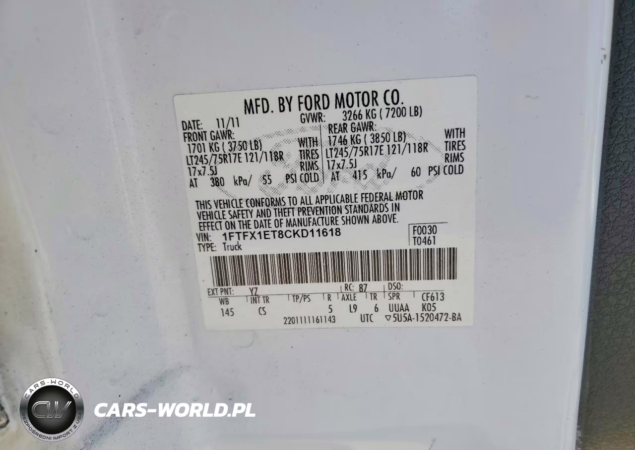 2012 Ford F150 Super Cab VIN:1FTFX1ET8CKD11618 - 12
