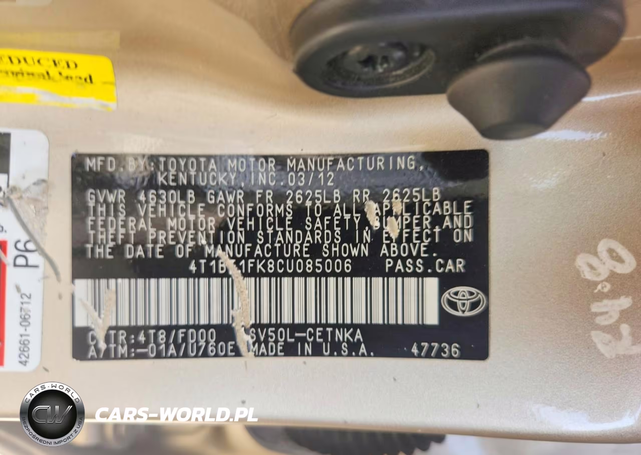2012 Toyota Camry Le VIN:4T1BF1FK8CU085006 - 12