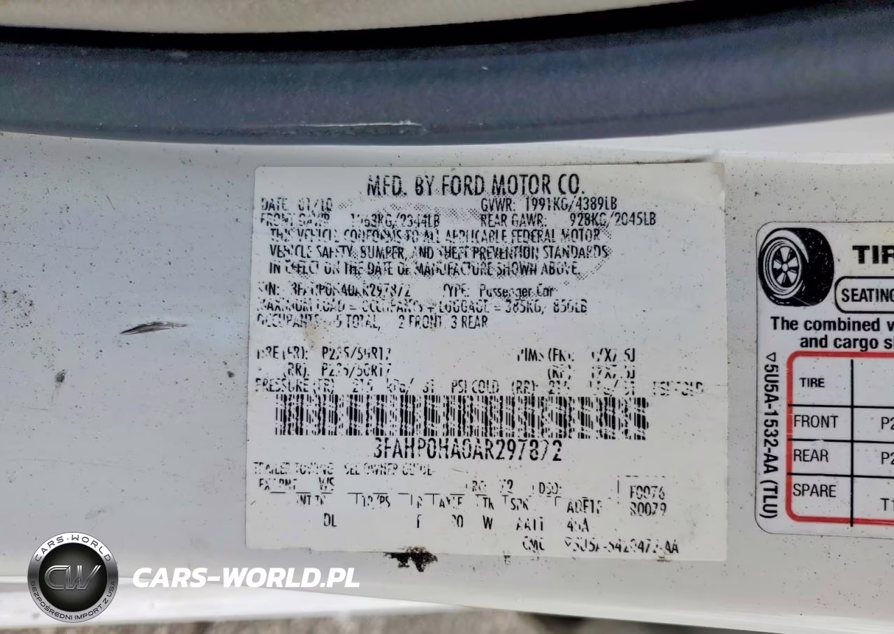 2010 Ford Fusion Se VIN:3FAHP0HA0AR297872 - 12