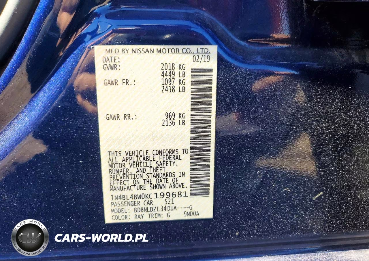 2019 Nissan Altima S VIN:1N4BL4BW0KC199681 - 13