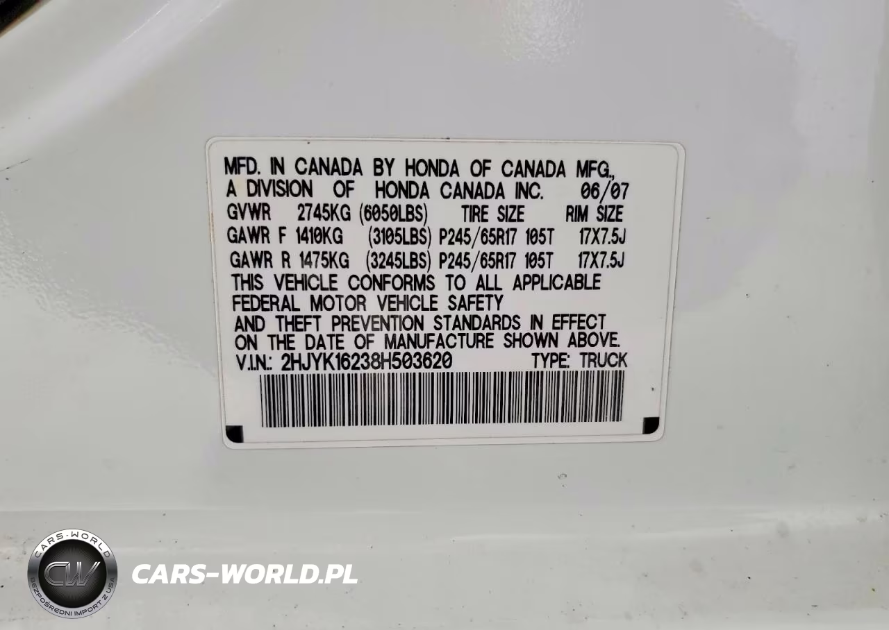 2008 Honda Ridgeline Rt VIN:2HJYK16238H503620 - 12