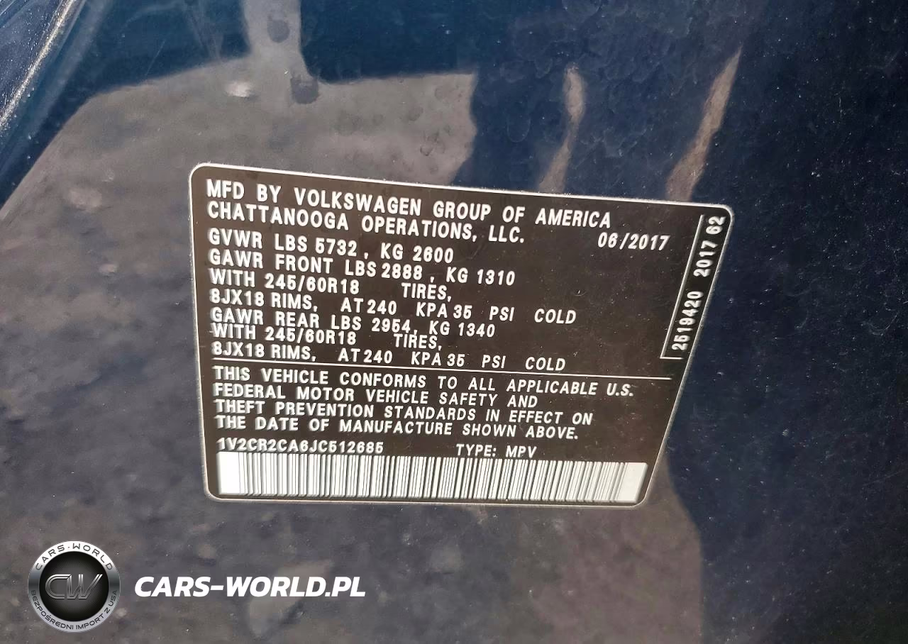 2018 Volkswagen Atlas Se VIN:1V2CR2CA6JC512685 - 12