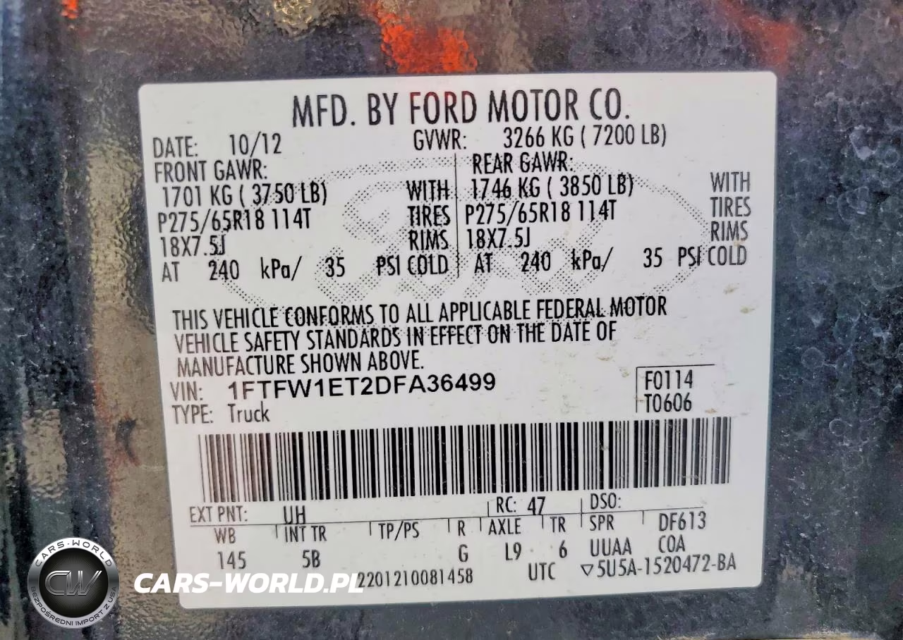 2013 Ford F150 Supercrew VIN:1FTFW1ET2DFA36499 - 12