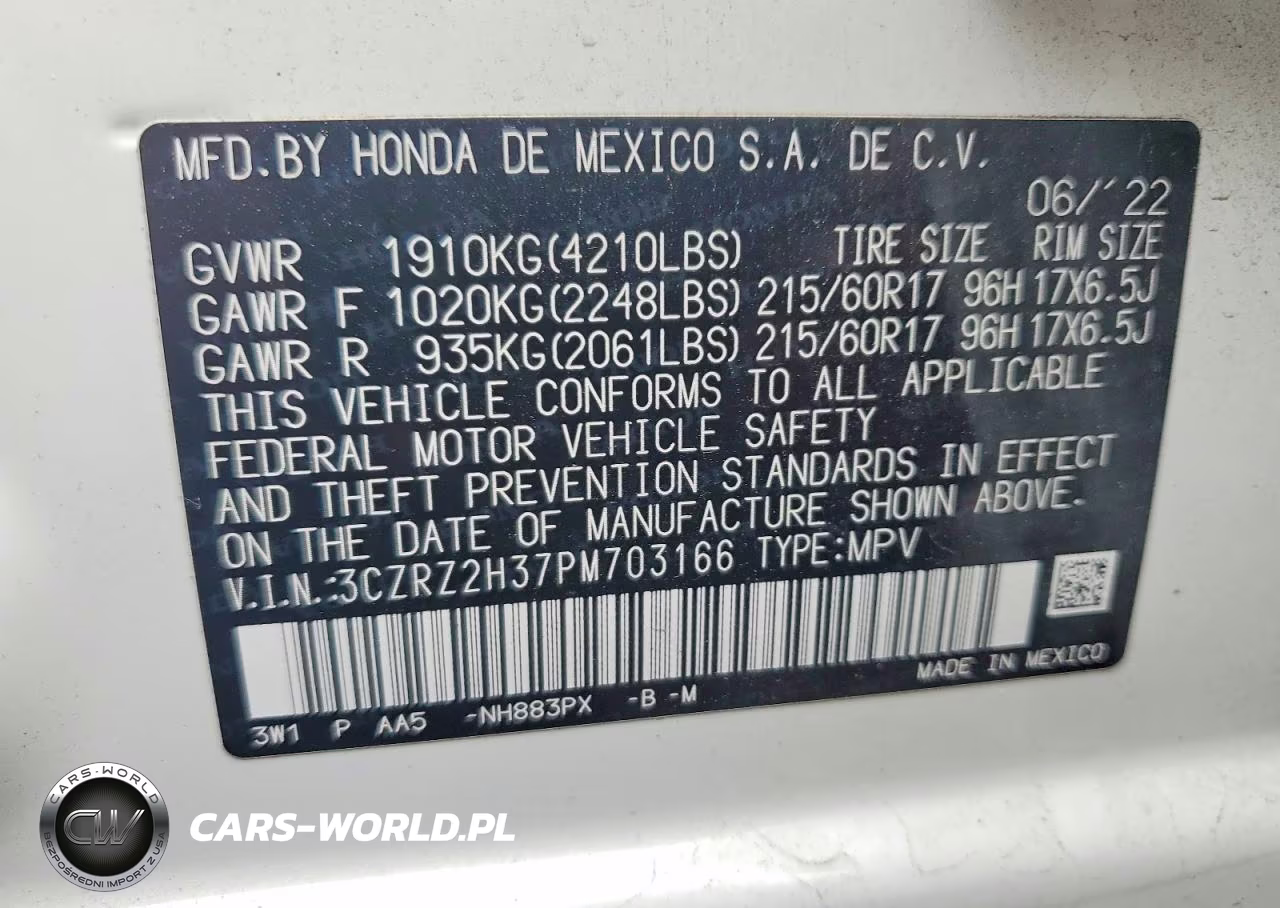 2023 Honda Hr-V Lx VIN:3CZRZ2H37PM703166 - 12