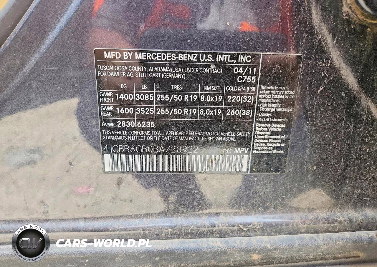 2011 Mercedes-Benz Ml 350 4Matic VIN:4JGBB8GB0BA728922 - 13