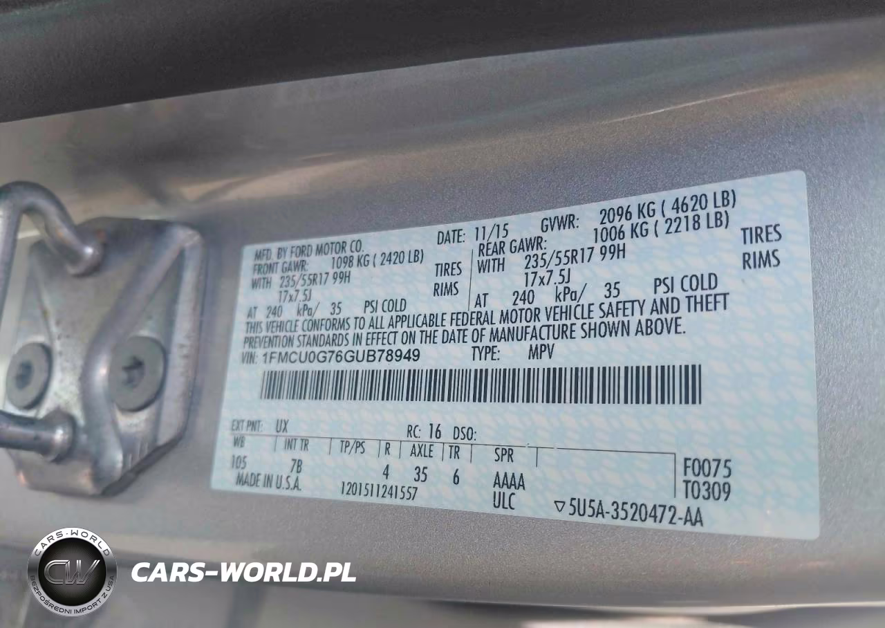 2016 Ford Escape Se VIN:1FMCU0G76GUB78949 - 10