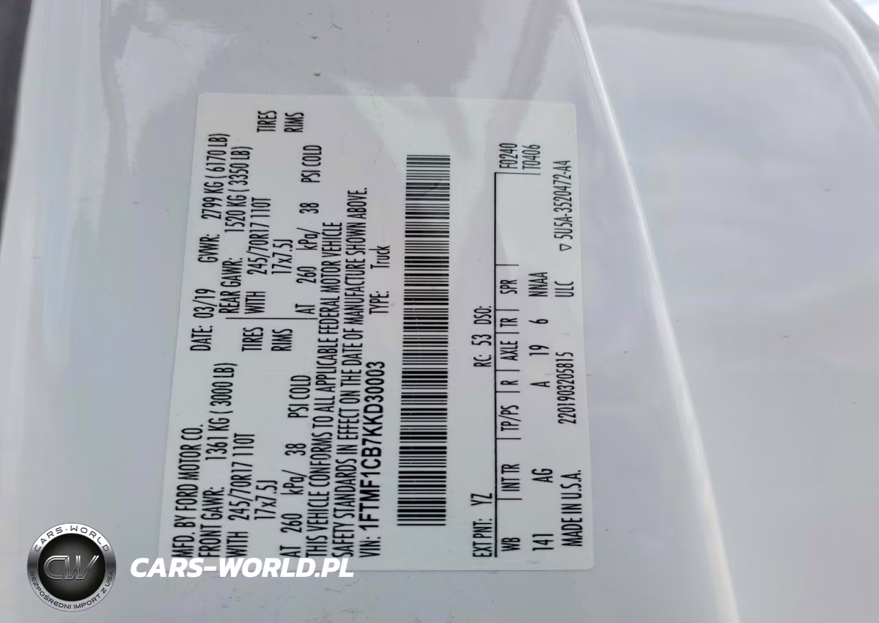 2019 Ford F150 VIN:1FTMF1CB7KKD30003 - 13
