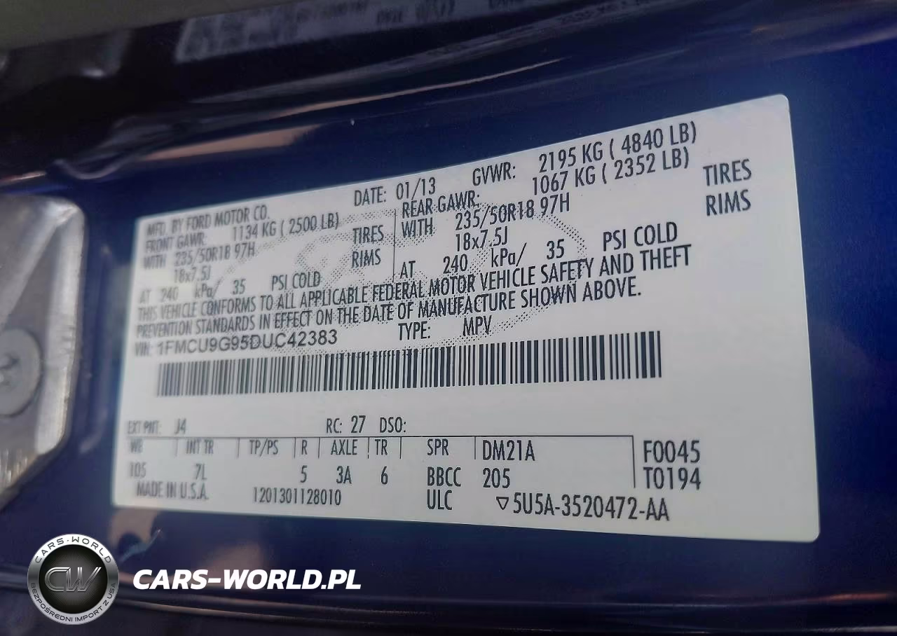 2013 Ford Escape Se VIN:1FMCU9G95DUC42383 - 10