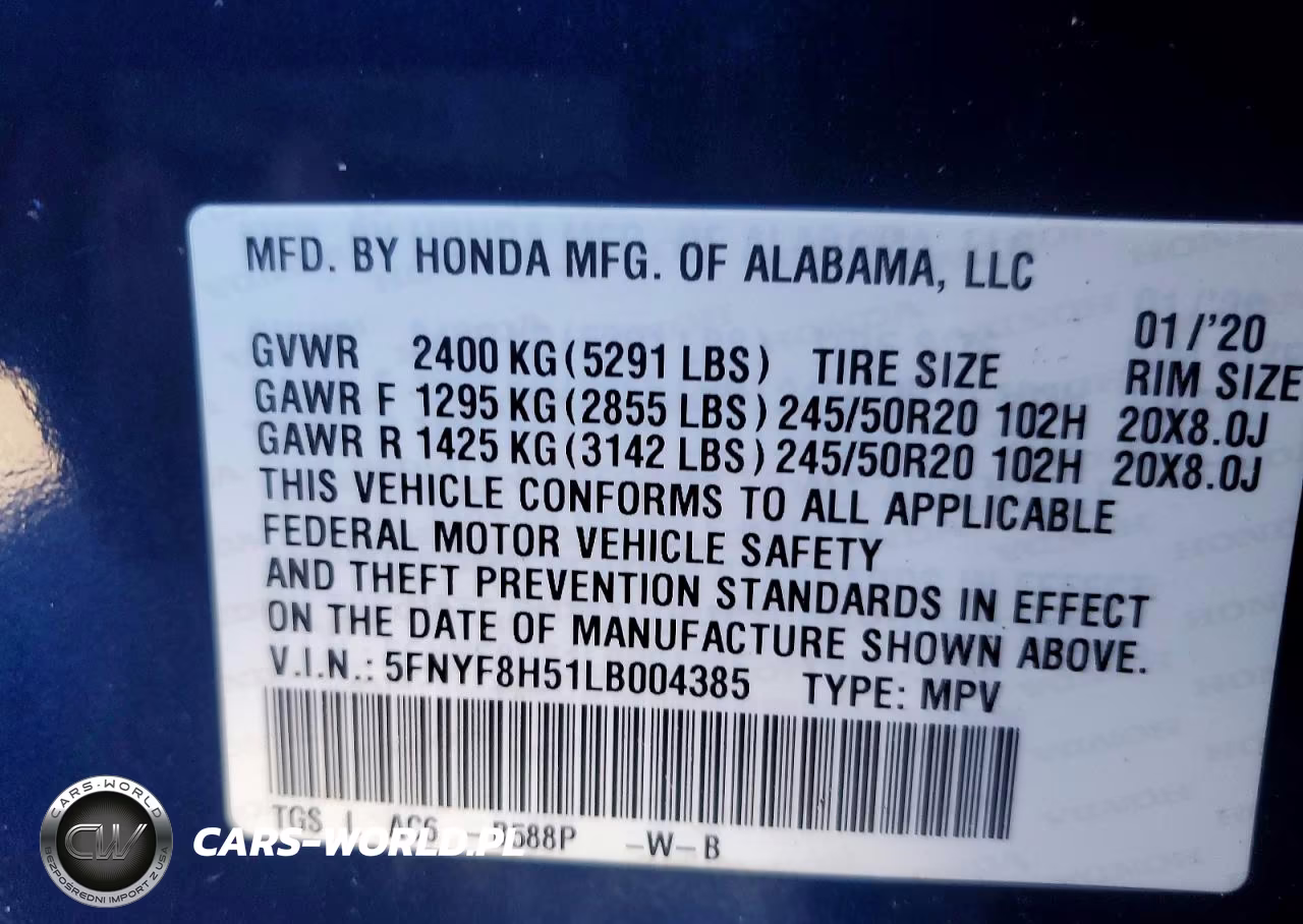 2020 Honda Passport Exl VIN:5FNYF8H51LB004385 - 13