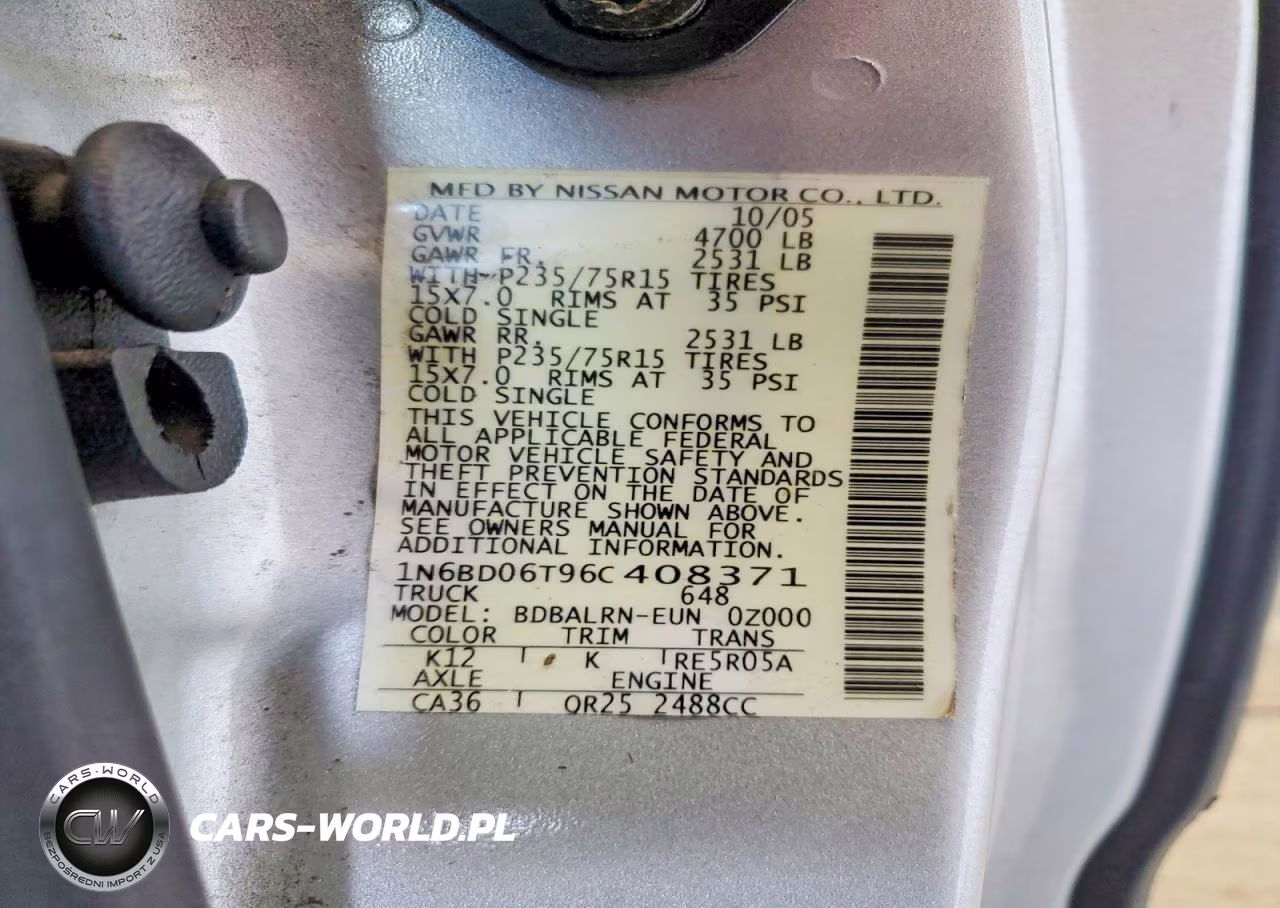 2006 Nissan Frontier King Cab Xe VIN:1N6BD06T96C408371 - 12