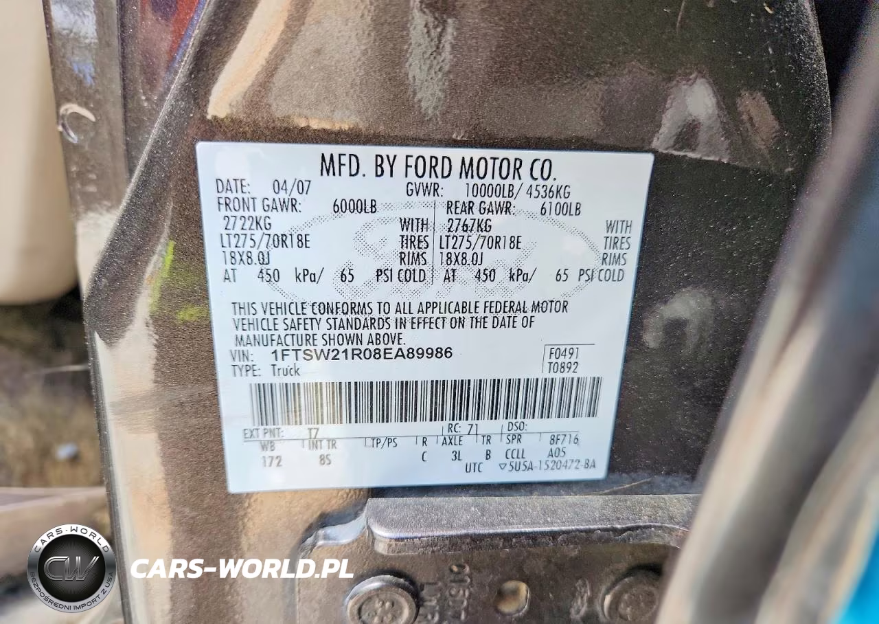 2008 Ford F250 Super Duty VIN:1FTSW21R08EA89986 - 12