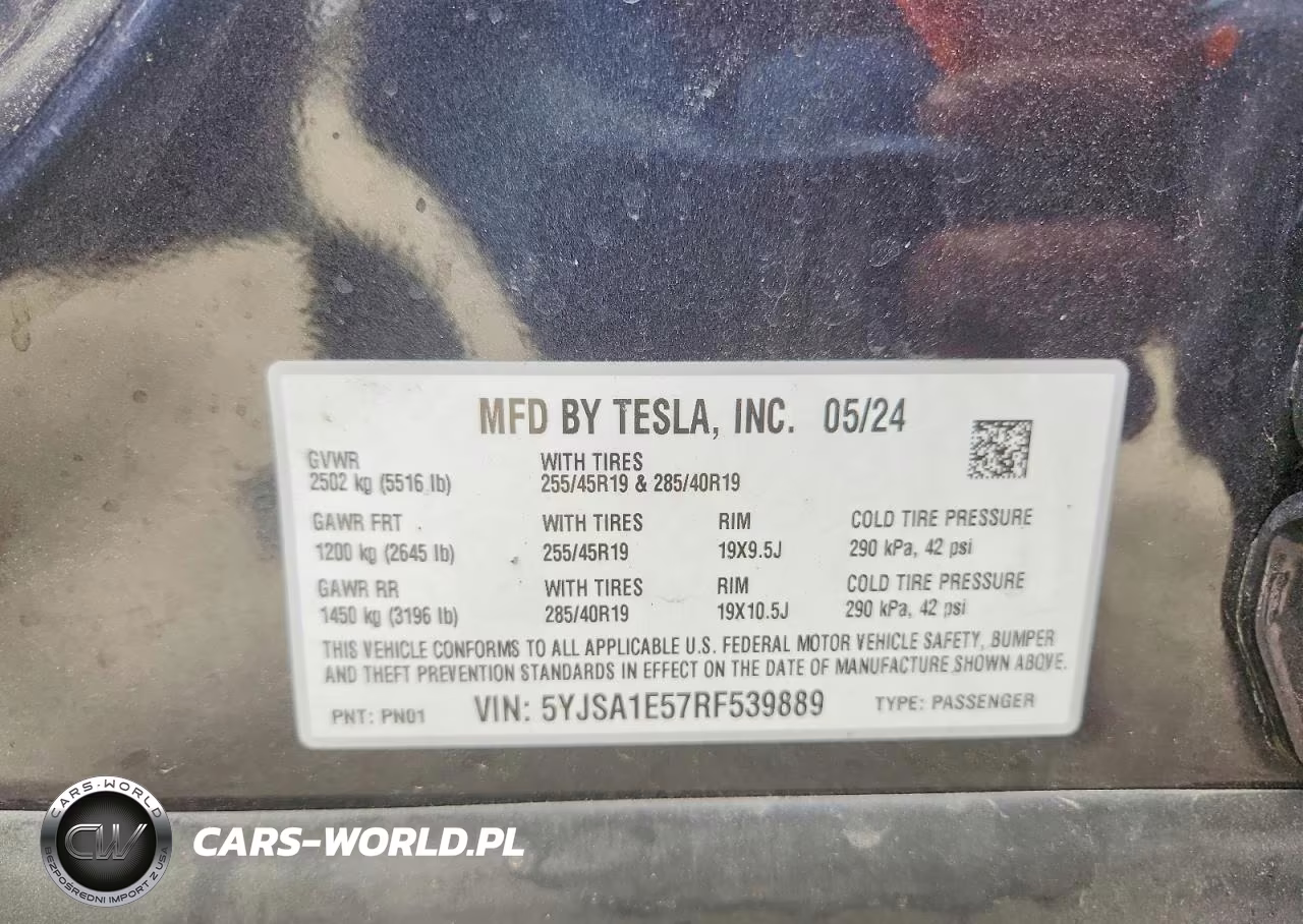 2024 Tesla Model S VIN:5YJSA1E57RF539889 - 12