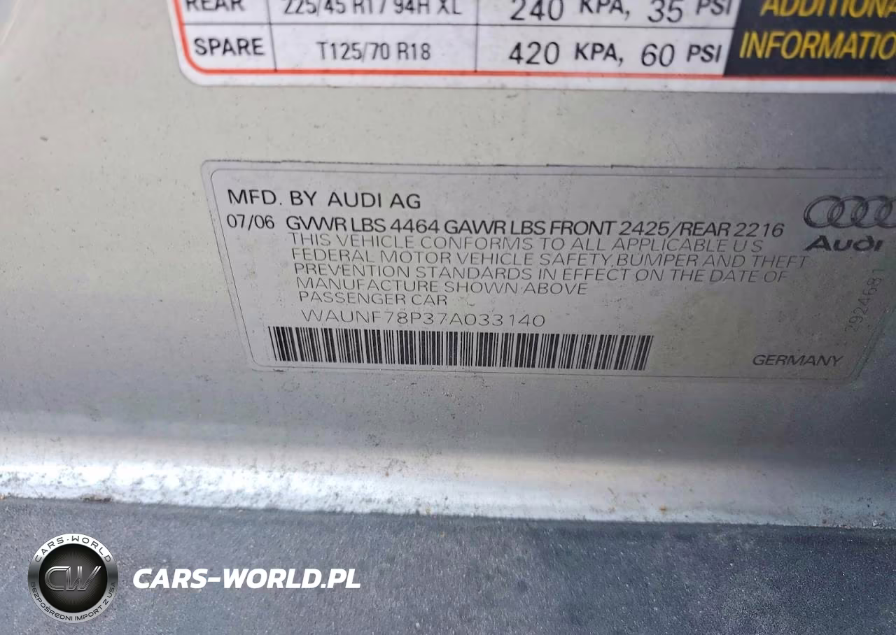 2007 Audi A3 2.0 Premium VIN:WAUNF78P37A033140 - 13