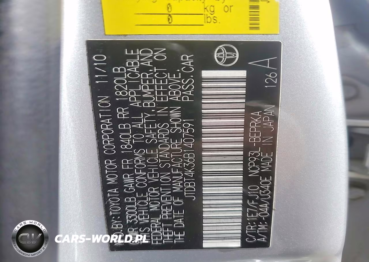2011 Toyota Yaris Base VIN:JTDBT4K36B1407591 - 12